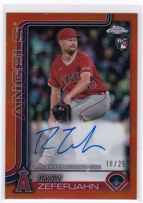 Ryan Zeferjahn /25 ORANGE ROOKIE AUTOGRAPH RC 2025 Topps Chrome #RA-RZ Angels - Image 1 of 4