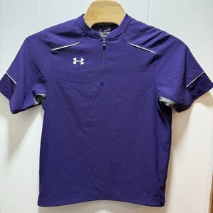 Under Armour Mens Purple 1/4 Zip Short Sleeve Windbreaker Loose Fit Size Small - Picture 1 of 6