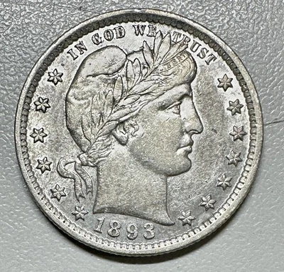 1893  BARBER QUARTER  AU+   BETTER DATE  #9275 - Image 1 of 2