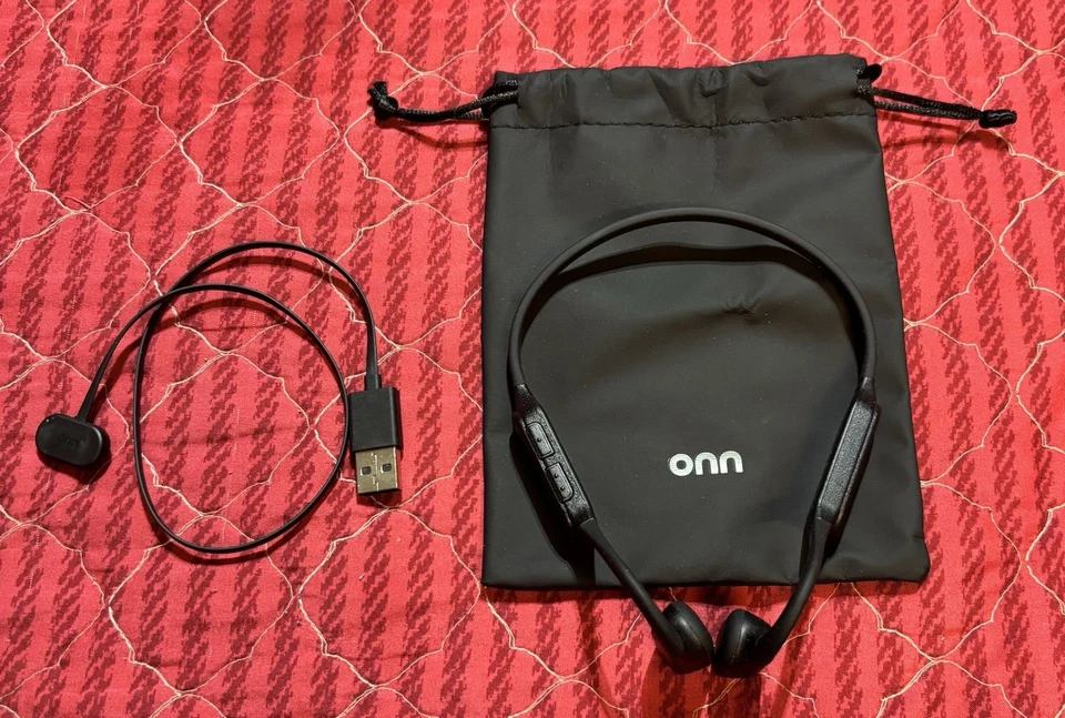 onn. Bone Conduction Headphones – Wireless w/ Storage Pouch, Black - Image 1 of 4