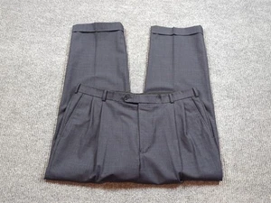 Brooks Brothers Pants Mens 38x29 Gray Check Wool Stretch Pleated Cuffed Preppy - Picture 1 of 13