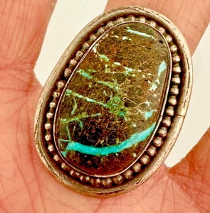 Navajo Band Boulder Türkis Ring Gr. 8 Sterling signiert Skeets Indianer - Bild 1 von 9