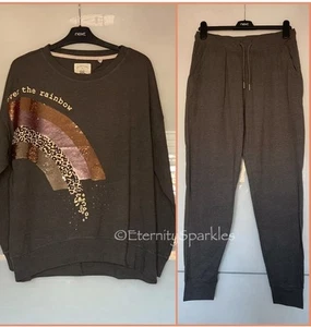 SIGUIENTE Conjunto de pijamas de salón de mezcla de algodón arco iris lentejuelas carbón ~ MEDIANO 12/14 - Imagen 1 de 5