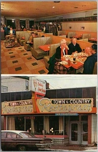 1950s HALIFAX, Nova Scotia CANADA Postcard "Town & Country Restaurant" 2 Views - Picture 1 of 2