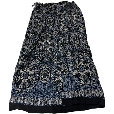 JM Collection Wrap Skirt Women Size M Blue 100% Rayon MISSING INTERNAL BUTTON - Image 1 of 4