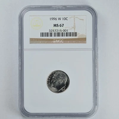 1996-W Roosevelt Dime 10c NGC MS67 - Image 1 of 2