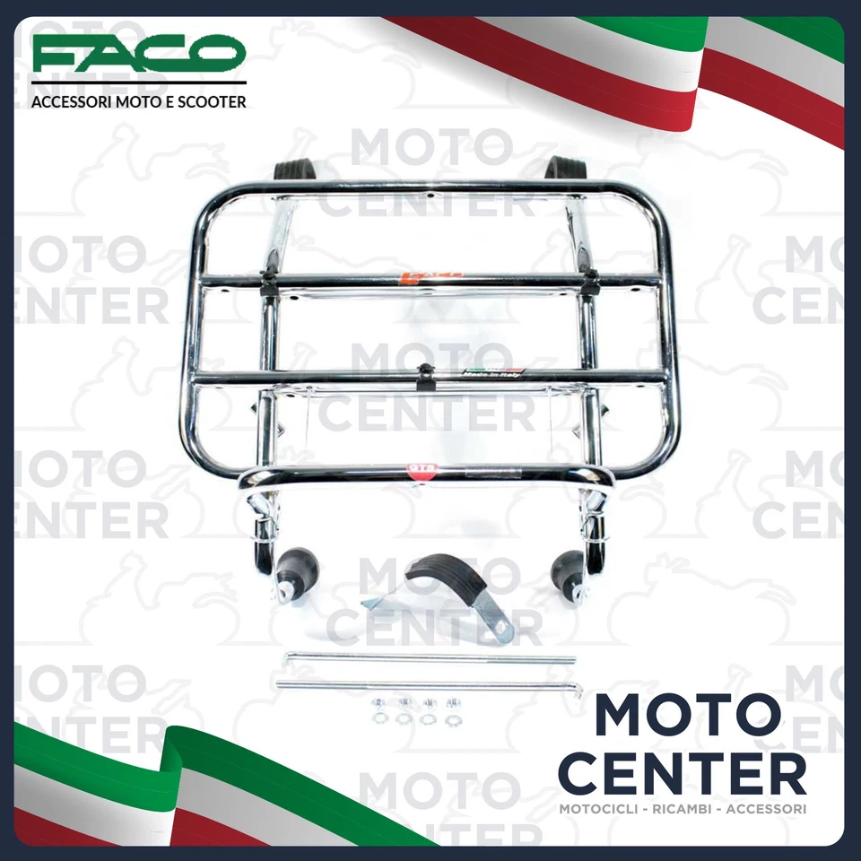 PORTAPACCHI ANTERIORE CROMATO FACO PIAGGIO VESPA GTS GTV 125 250 300 ('08-'18) - Imagen 1 de 1