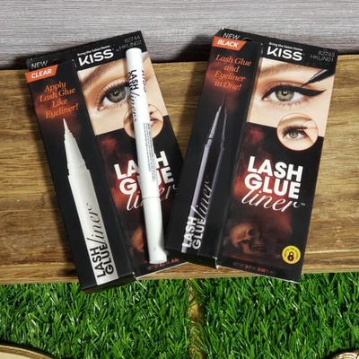 3 Kiss Felt-Tip LASH GLUE LINER - 2 CLEAR 82744 - 1 BLACK 82743 - .7ml/.02 oz - Image 1 of 4
