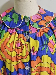 Vintage 60s Mod Pop Art Midi Dress Peter Pan Collar Sz M/L - Picture 1 of 9