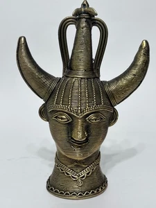 Dhokra Koya Mask 8" Brass Sculpture Statue  - Picture 1 of 6
