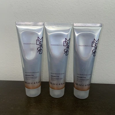 Madison Reed Color Reviving Gloss-AMARETTO-Gold Mahogany Tones 4oz Lote De 3 NOVO - Imagem 1 de 2