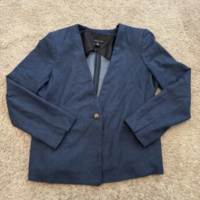 Adrienne Vittadini Collarless Blazer Jacket Women’s XL Navy Blue Single Button - Image 1 of 4
