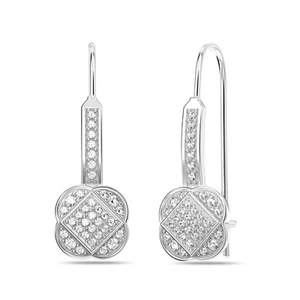 925 Plata Esterlina Flor Multi Blanco Vintage CZ Pendientes Colgantes para... - Imagen 1 de 6