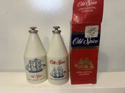 2 - GROßE Old Spice After Shave Shulton Milchglasflasche voll 4,25 oz GEBRAUCHT - Bild 1 von 4