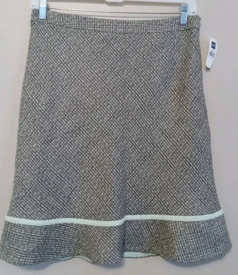 Gap WomenTweed Textured Sage Woven Lined Side Zip Skirt Size 12 - Image 1 of 4