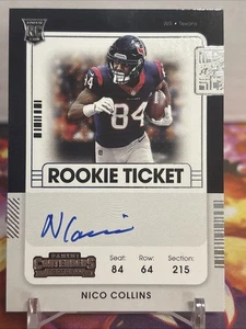 2021 Panini Contenders Ticket RPS Variation Nico Collins #127 Rookie Auto RC - Picture 1 of 2