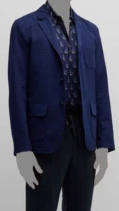 Scotch & Soda Men's Blue Unconstructed Seersucker Blazer Suit Jacket Size L - Picture 1 of 3