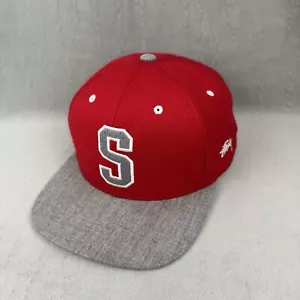 Vintage Stussy Capz Hat Cap SnapBack Red Gray Big S Logo 90s Starter The Natural - Picture 1 of 13