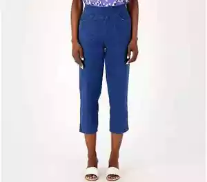 NEW DENIM & CO. PULL ON VYOKE CROP PANTS ANTIQUE DENIM SZ SP #J312 - Picture 1 of 1