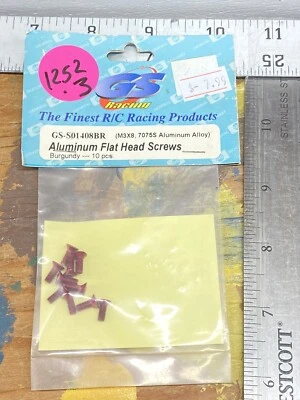 GS Racing GS-S01408BR ALUMINUM FLAT HEAD SCREWS: {M3x8mm x 10pc} NIP USA Shipped - Image 1 of 3