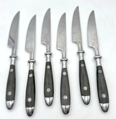 Facas de bife pretas vintage Grenoble aço inoxidável Japão conjunto de 6 - Imagem 1 de 4