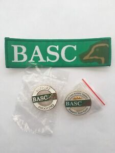 BASC badges. 2 brand new enamel pin badges and cloth badge