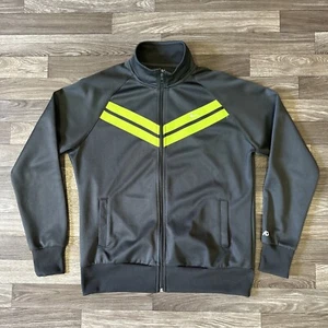 Nike Full Zip Athletic Track Jacket Youth XL Gray Neon Yellow Swoosh Logo Retro - Picture 1 of 8