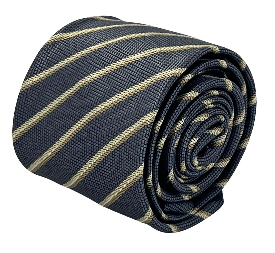 Corbata para hombre gris azul con panal y rayas de bronce clásica por Frederick Thomas Foto 1 de 4