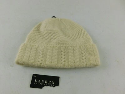 Sombrero tejido cálido LAUREN Ralph Lauren crema marfil corderos lana piel de conejo para mujer NUEVO Foto 1 de 3