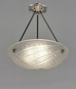 NOVERDY : FRENCH 1930 ART DECO PENDANT CHANDELIER ... suspension lamp muller era - Picture 1 of 8
