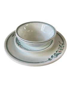 9 Platos Corning Corelle Rosemarie, Platos Blancos de Cena y Pan, además de Cuencos de Sopa - Imagen 1 de 6