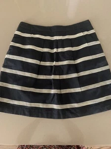 Pleated Navy Striped Skirt with Pockets 4 Ann Taylor Loft - Picture 1 of 8