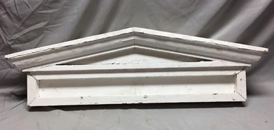 Antiguo frontón de cabecera de ventana de 44" madera griega y metal en mal estado de colección elegante 1887-24M Foto 1 de 4