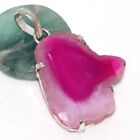 925 Silver Plated-Agate Geode Slice Ethnic Long Pendant Jewelry 2" MJ