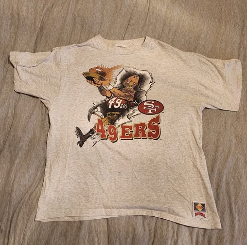 SF 49ers Shirt L Jack Davis Break Thru Vtg Original 1993 Nutmeg USA Sketch OG Cover