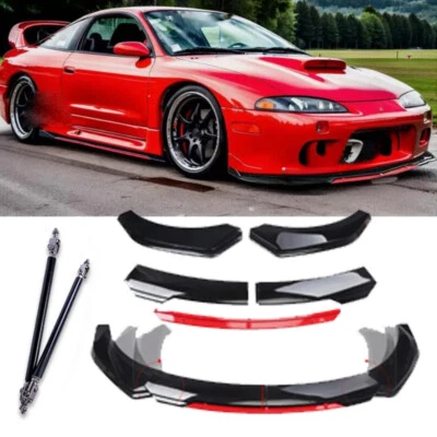 Front Bumper Lip Spoiler Splitter Black+Red For Mitsubishi Eclipse Body Kit Foto 1 de 4