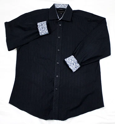 Camisa Jhane Barnes Calce Ajustado Para Hombres Manga Larga Botón Frontal Rayas Talla Grande Foto 1 de 4