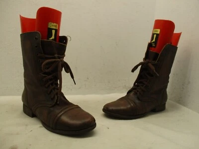 Steve Madden Troopa Marrón Cuero Cremallera Encaje Combate Moda Botas Talla 7 M Foto 1 de 4