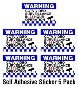 5 PACK - Warning CCTV Security Surveillance Camera Decal Sticker Sign 100x150mm - Picture 1 of 2