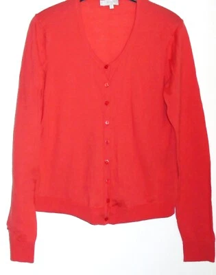 Hobbs Gina Cardigan coral orange wool blend button front sweater Size XL vgc - Image 1 of 4