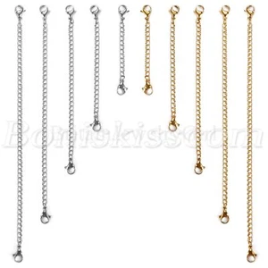 10pcs Silver/Gold Tone Stainless Steel Chain Link Necklace Extender Set 5cm-15cm - Picture 1 of 1