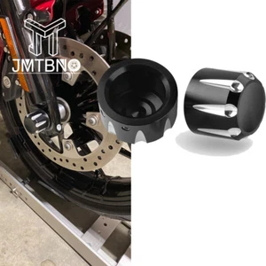 Black CNC Cut Front Axle Cap Nut Cover Fit for Harley Electra Glide Sportster - Foto 1 di 9