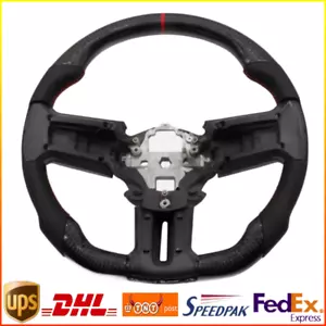 Steering Wheel Carbon Fiber Leather for Ford Mustang 2010- 2014 Flat-bottom - Bild 1 von 7
