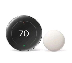 Google Nest Learning Thermostat 4th gen w/Temp Sensor 2nd gen Polished Silver - Picture 1 of 11