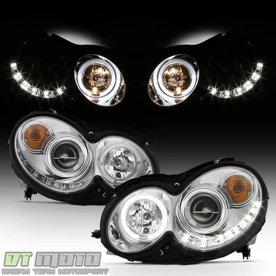 2003-2009 Mercedes Benz W209 CLK-Class LED DRL Projector Headlights Left+Right - Изображение 1 из 4