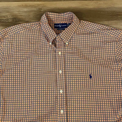 Ralph Lauren Classic Fit Plaid Check Button Down Shirt Mens 2XB Orange Blue - Image 1 of 4