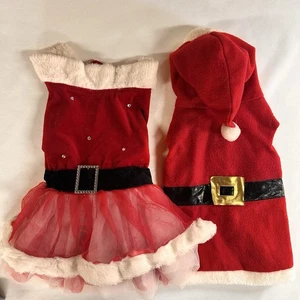 (2) Abiti Natalizi per Cani Maggie Waggie Tutu e Babbo Natale Fatto a Mano con Cappellino/Cintura Taglia M - Foto 1 di 18