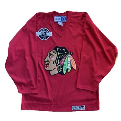 VTG CCM Blackhawks NHL Jersey XXL Made in Canada Air-Knit Center Ice 2XL - Image 1 of 4