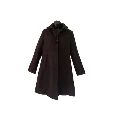 Abrigo de poliéster negro medio grueso con botones y bolsillos para mujer Foto 1 de 3