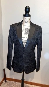Brand New Prom Black Floral Suit Size 40 Jacket, Vest, & Pants - Picture 1 of 8